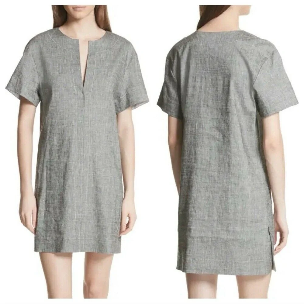 Theory‎ Sharkskin Short-Sleeve Shift Dress office career neutral minimal